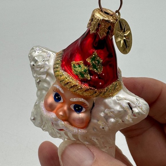 RED Christopher Radko Shine On Santa Star Glass Christmas Ornament Lil Gem Santa - Picture 3 of 9